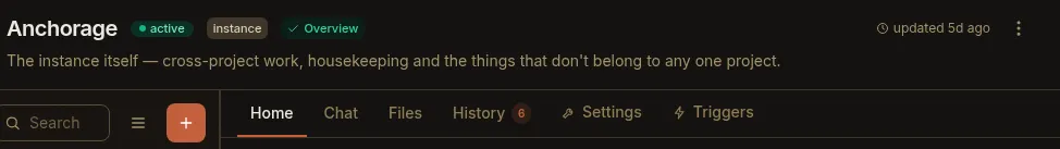 The root workspace's tab bar leading with Home, and the chat-list toolbar where the nested-or-flat toggle sits beside the new-chat button