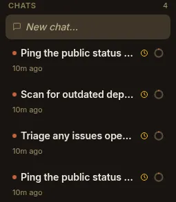 The chat list showing four scheduled chats, each with a small clock badge